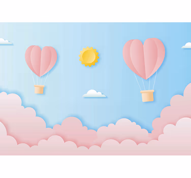 Paper cut hot air balloons Kids wall Murals - TenStickers
