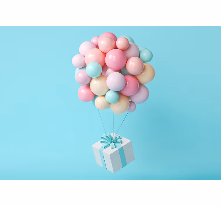 3d balloons and present box Kids wall Murals - TenStickers
