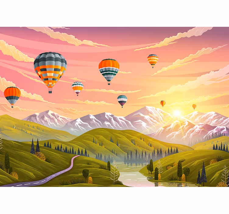 Colorful hot air balloons Kids wall Murals - TenStickers