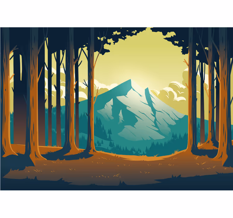 Wall mural mountain scenic forest view - TenStickers