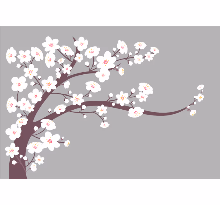 White flowers with grey 3D Wall Mural - TenStickers