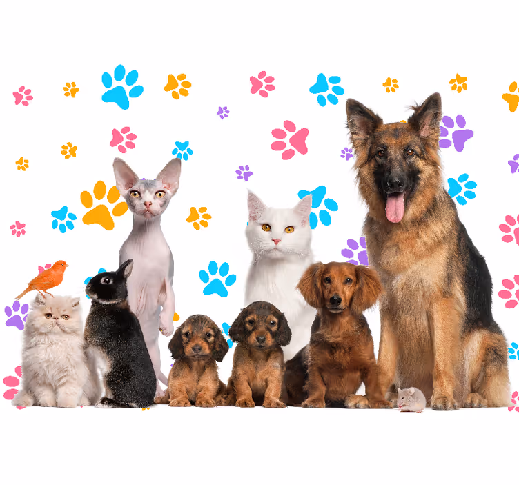 Animals wall mural happy animal friends - TenStickers
