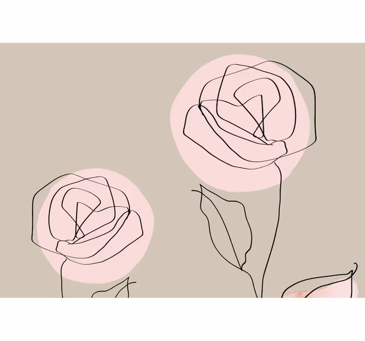 Flower wall mural line art roses - TenStickers