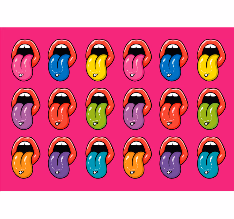 Graffiti wall mural colorful tongue expressions - TenStickers