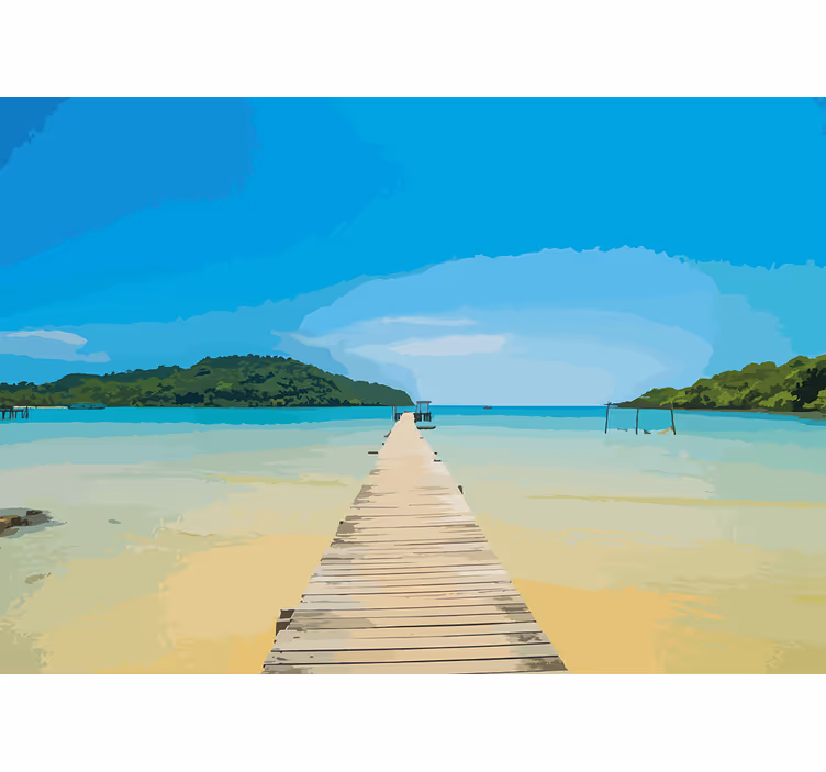 Landscape wall mural serene coastal path - TenStickers