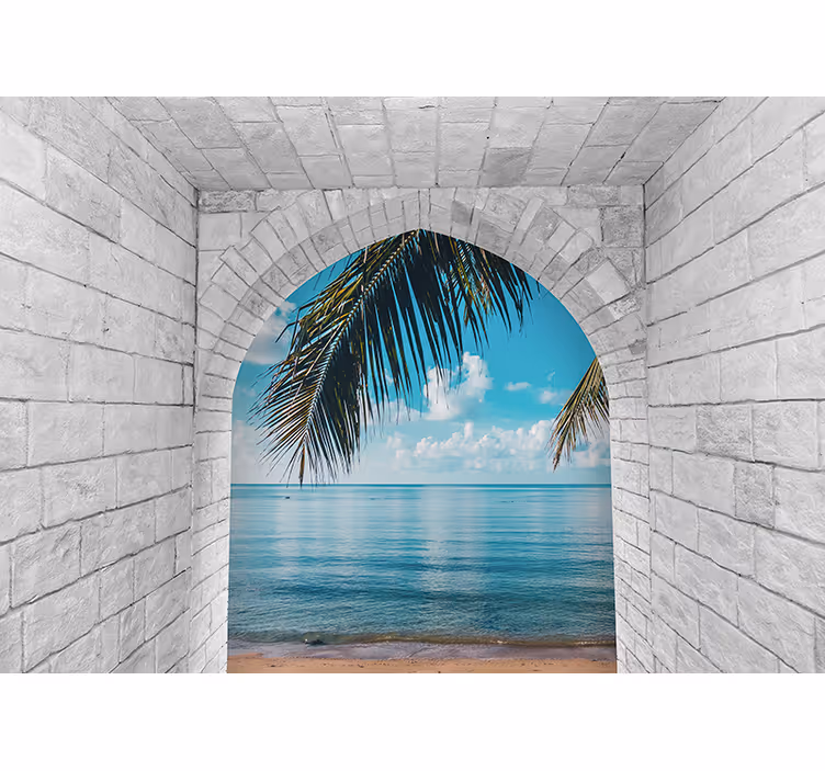 Ancient archs with sea views 3D Wall Mural - TenStickers