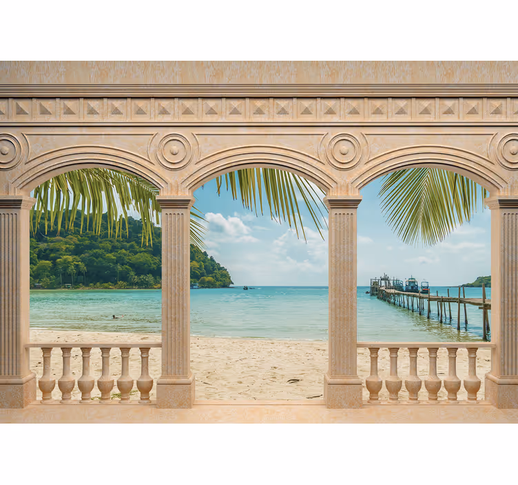 Greek archs with sea views 3D Wall Mural - TenStickers