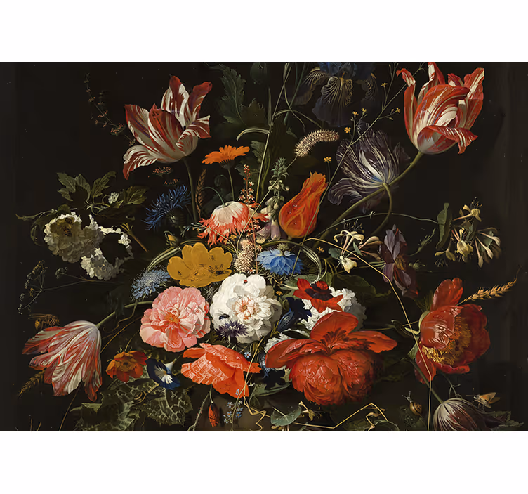 Red blue and white flowers Art Wall Mural - TenStickers