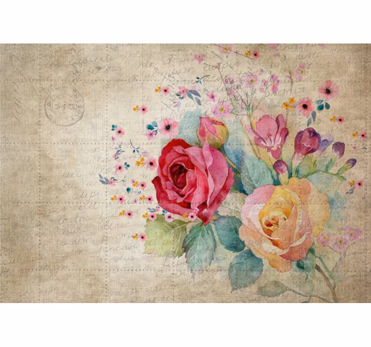 Flower wall mural rose blossom arrangement - TenStickers
