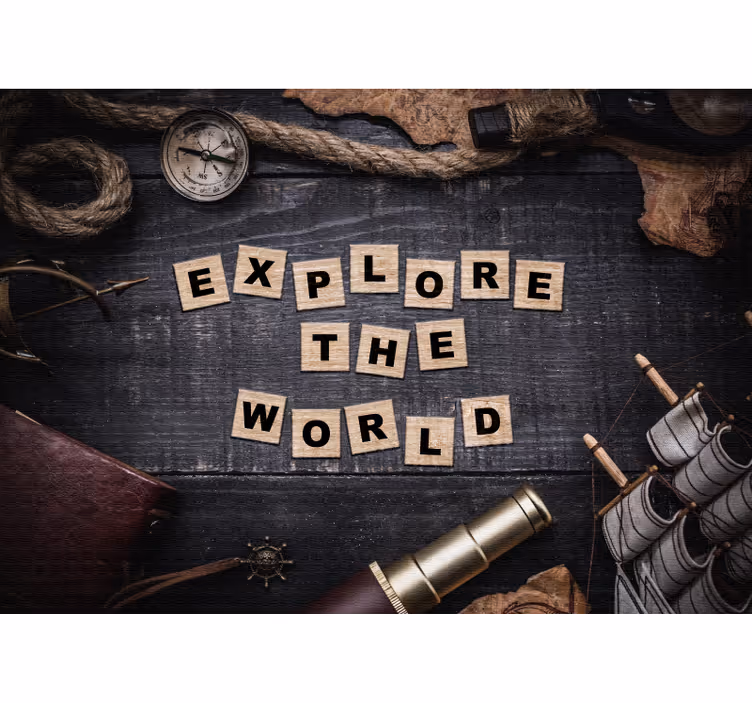 Quote wall mural explore the globe - TenStickers