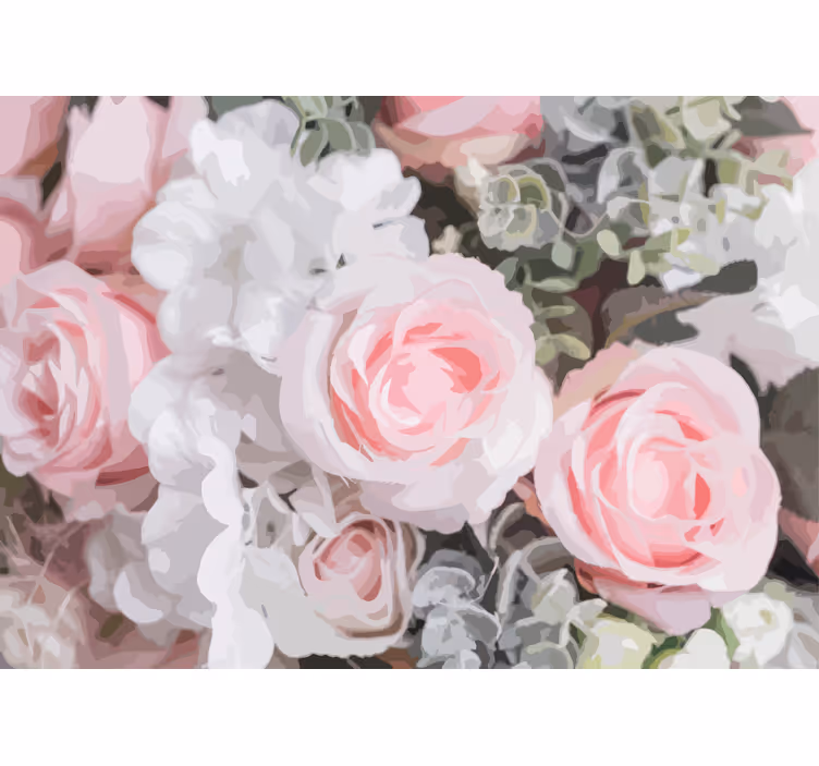 Lots of white roses pattern flower wall mural - TenStickers