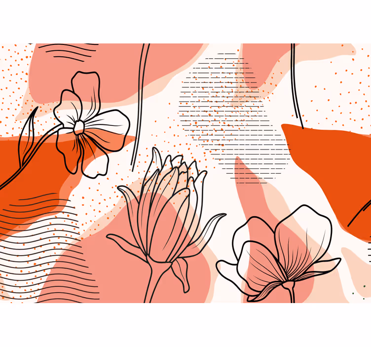 Flower wall mural floral line art design - TenStickers