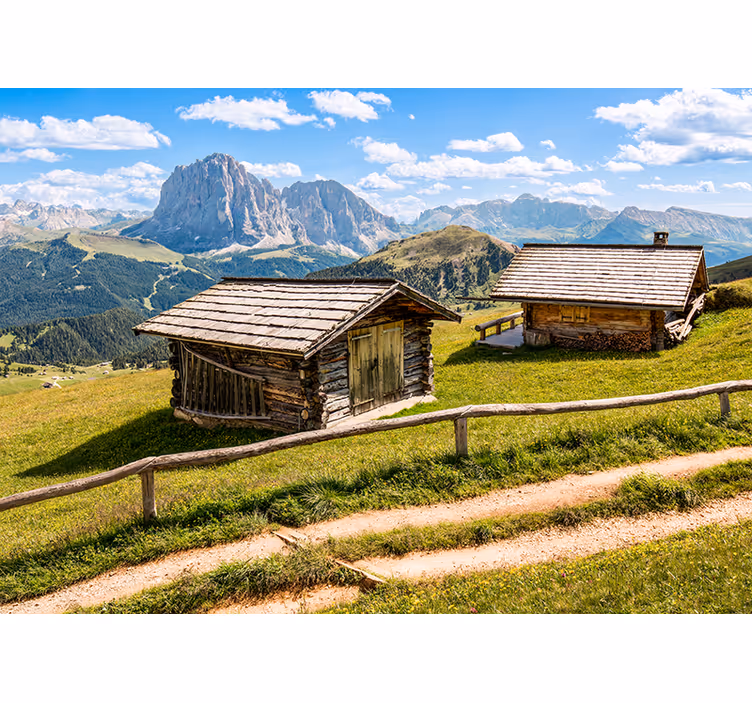 Wooden cottage in the forest wall mural - TenStickers