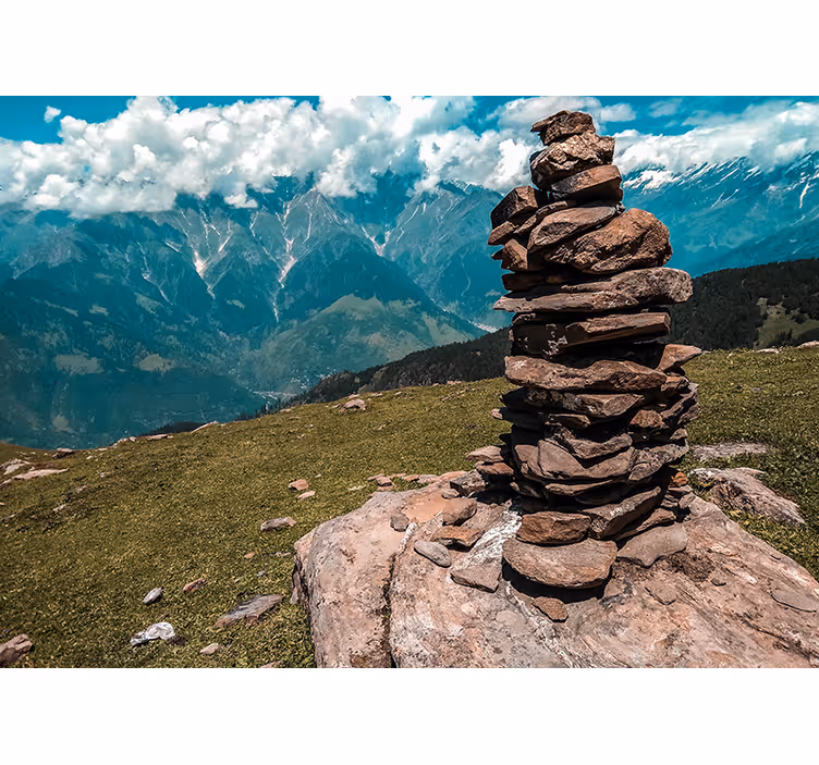 Wall mural mountain stacked stone design - TenStickers
