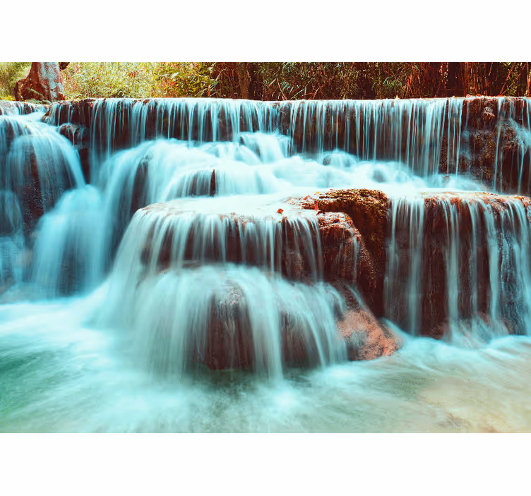 Wall mural waterfall serene cascade flow - TenStickers