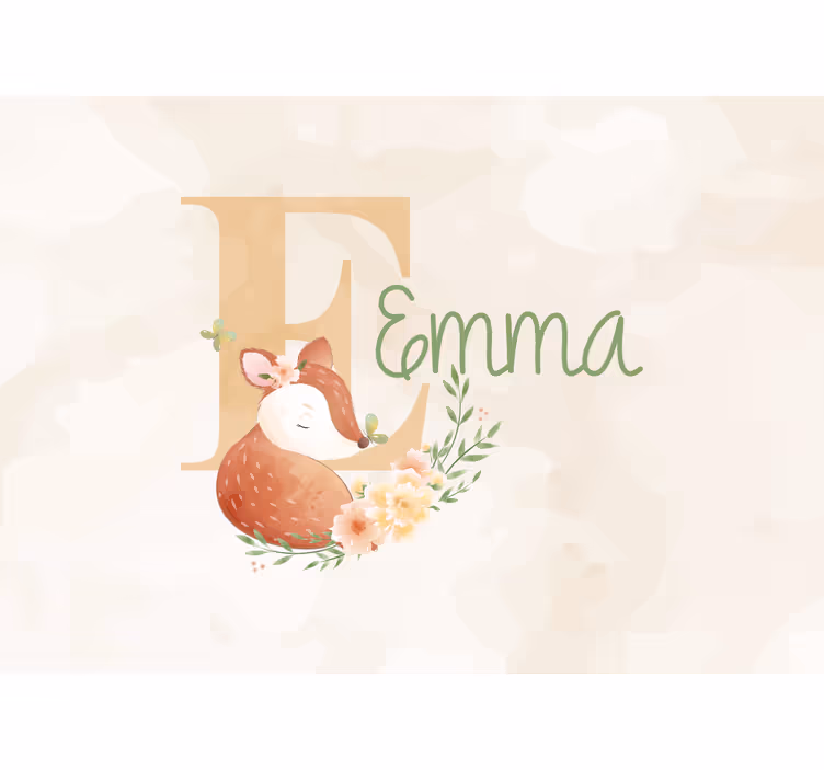 Childrens wall mural personalized fox design - TenStickers
