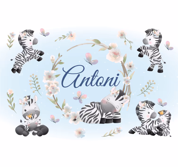 Animals wall mural zebra playtime design - TenStickers