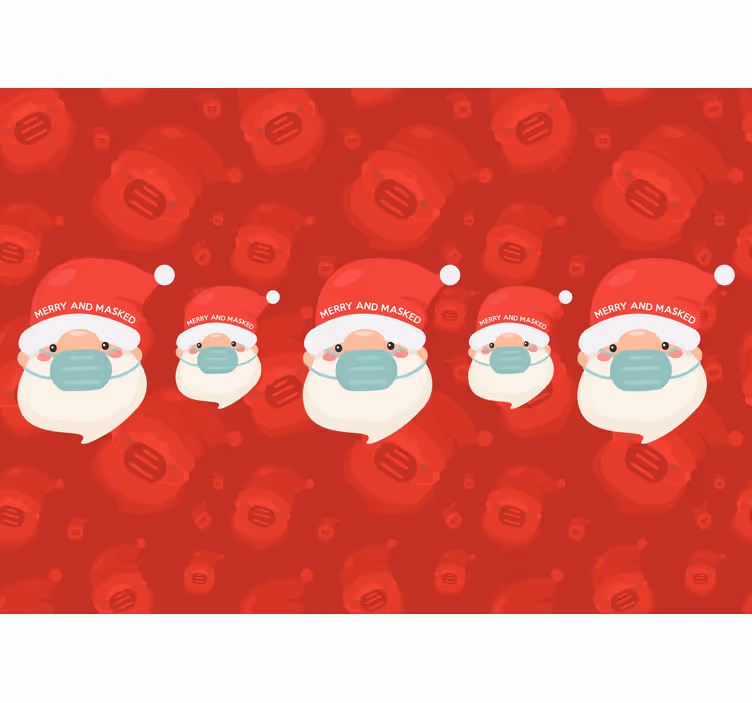 Christmas wall mural santa wearing a mask - TenStickers