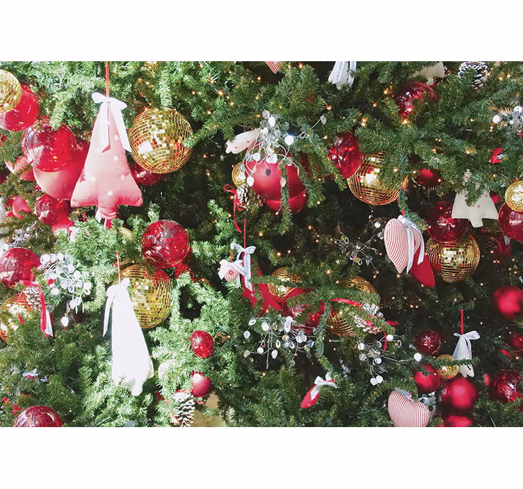 Christmas wall mural with festive holiday ornaments - TenStickers