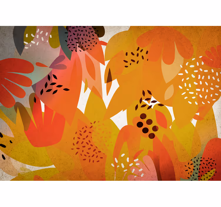 Flower wall mural with lively leaf patterns - TenStickers