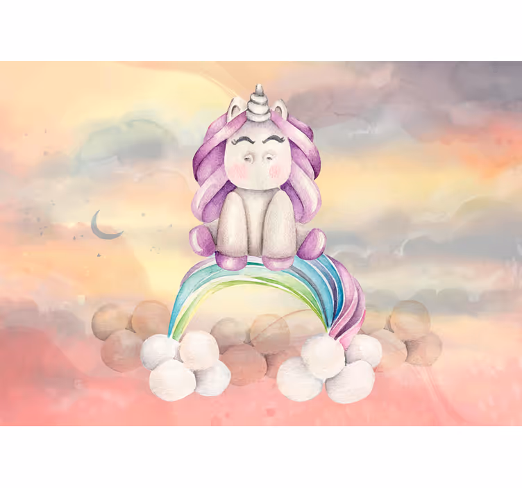 Colourful baby unicorn fantasy wall mural - TenStickers