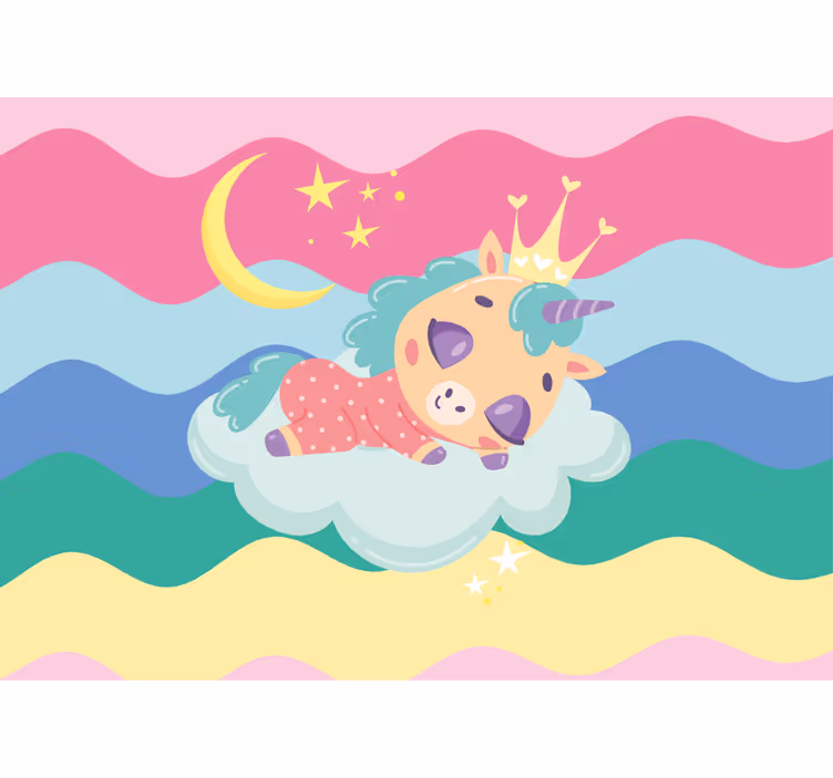 People wall mural with dreaming unicorn fantasy - TenStickers