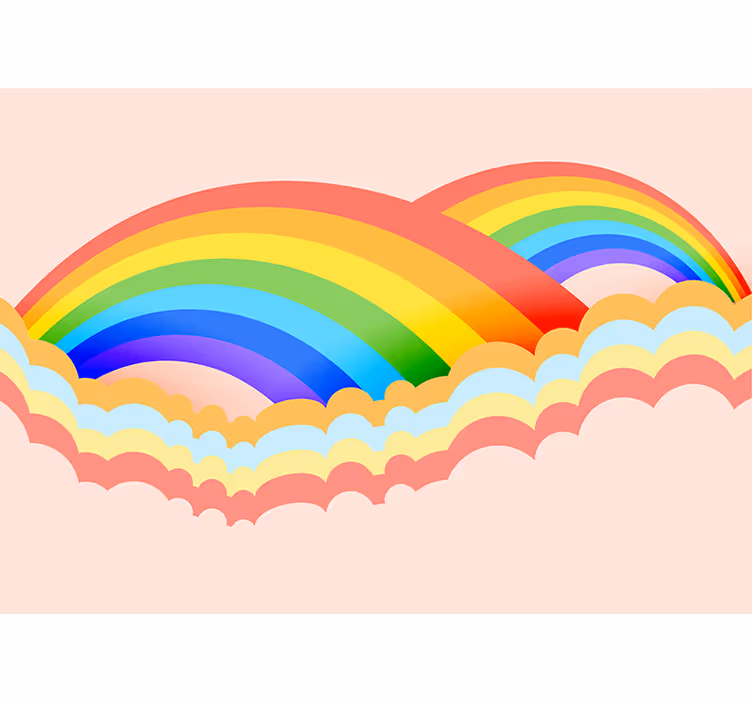 Rainbow background with clouds Kids wall Murals - TenStickers