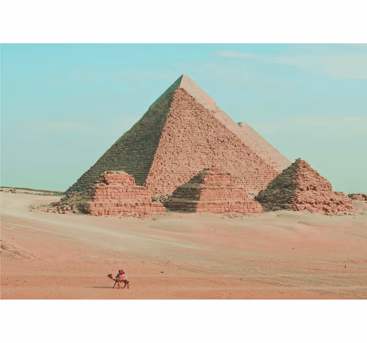 City wall mural with pyramids and camel design - TenStickers