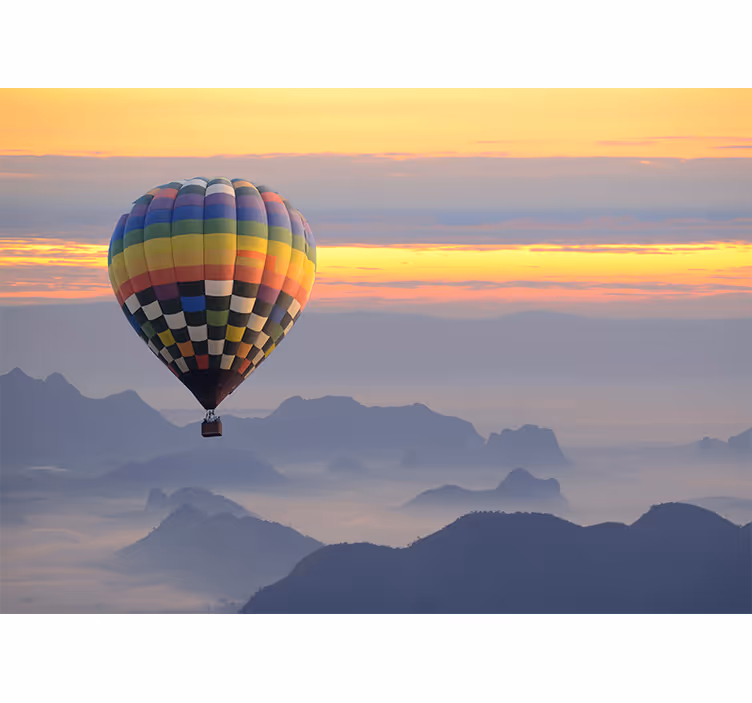 Hot air balloon aesthetic colours wall mural - TenStickers