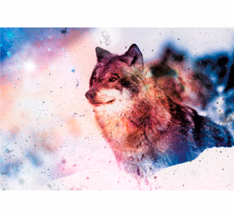 Animals wall mural lone cosmic wolf - TenStickers
