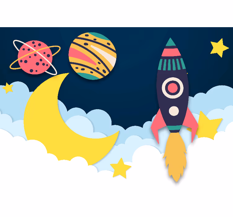 Colourful paper style galaxy Nursery Mural - TenStickers