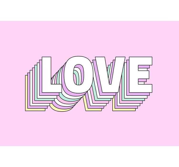 Romantic wall mural with stylized love typography - TenStickers