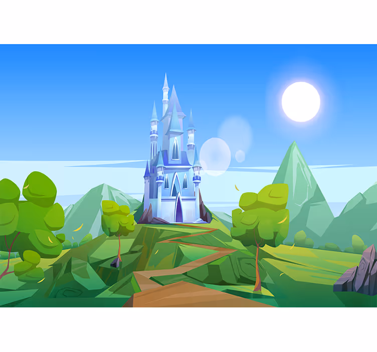 Wall mural fantasy enchanting castle scene - TenStickers