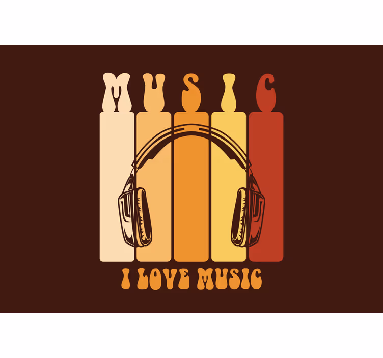 Music wall mural with headphones design - TenStickers
