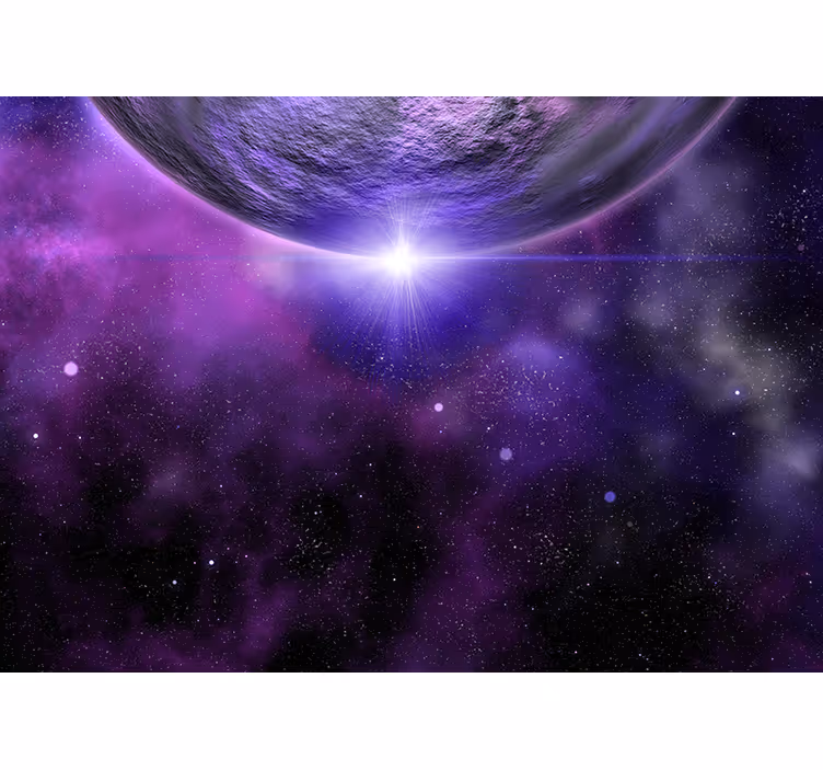 Purple Space With Planet  wall mural - TenStickers