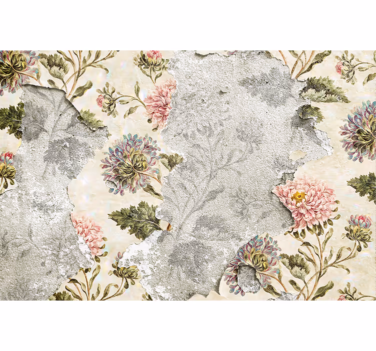 Flower wall mural vintage floral design - TenStickers