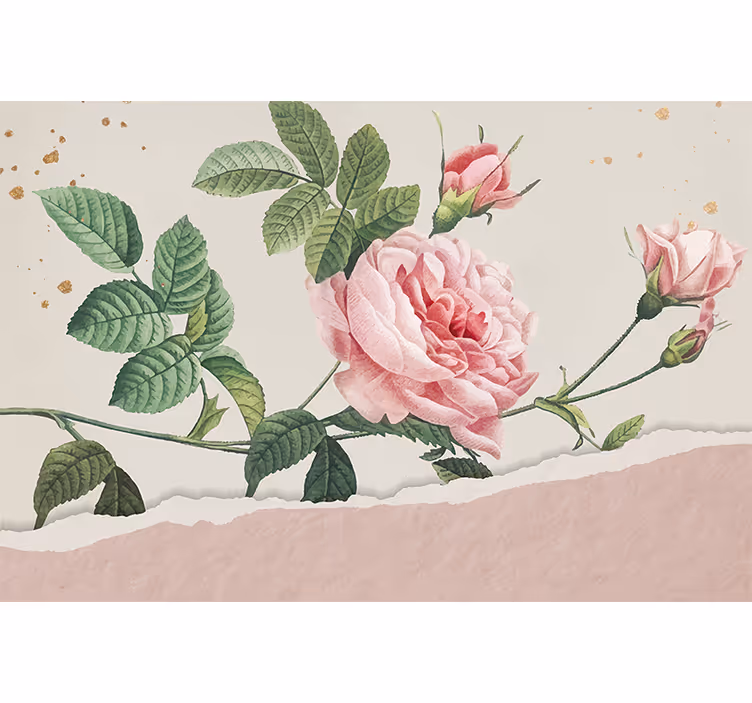 Flower wall mural pink rose bouquet - TenStickers