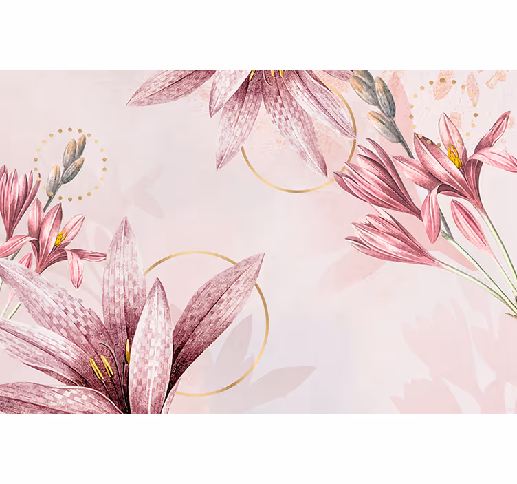 White and pink artistic  pattern wall mural - TenStickers