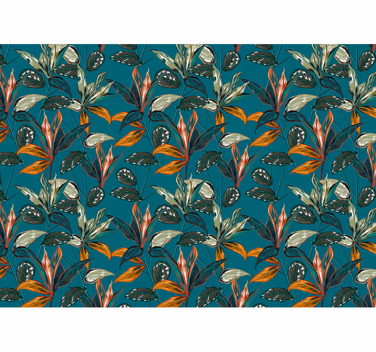 Flower wall mural exotic leaf arrangement - TenStickers