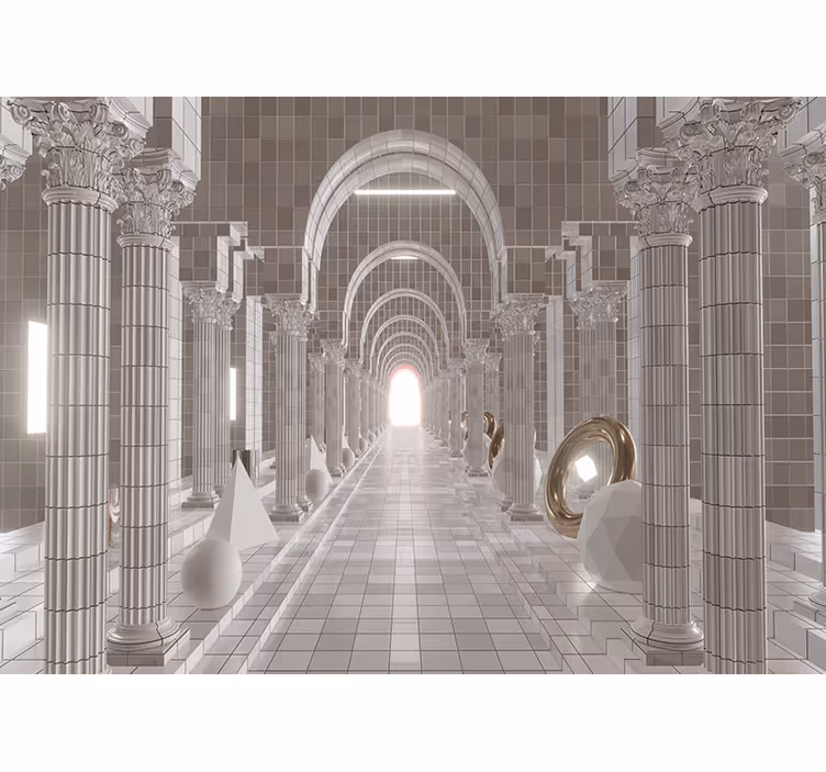 Abstract wall mural architectural corridor design - TenStickers
