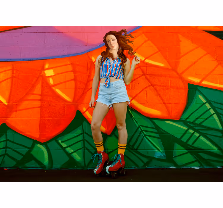 Graffiti wall mural bold roller skater - TenStickers