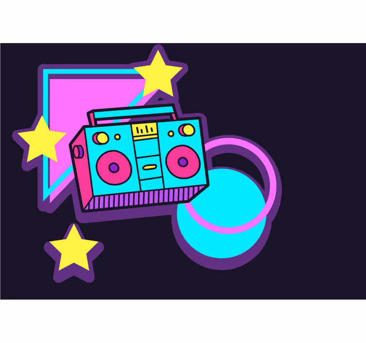 Music wall mural retro boombox design - TenStickers