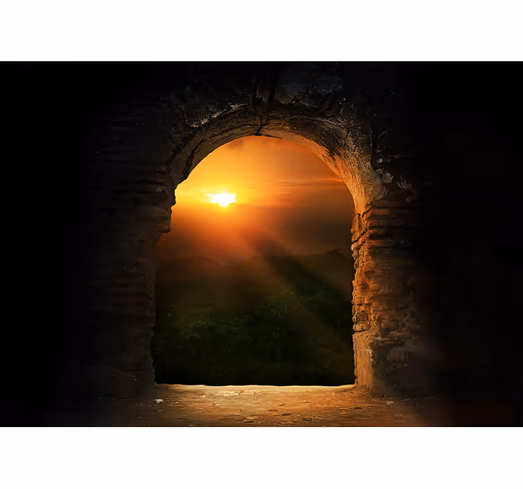 Landscape wall mural sunset through arch - TenStickers