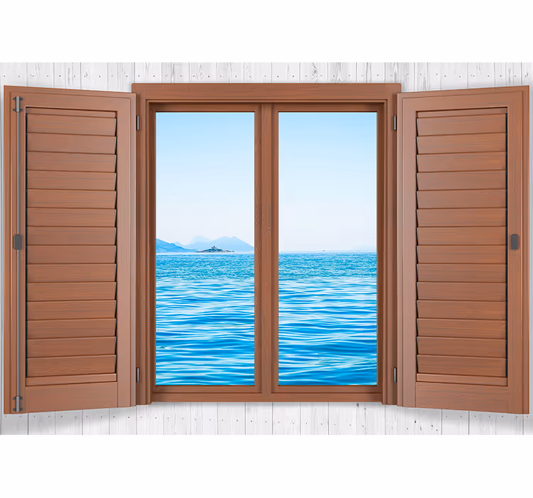 Tranquil window view under the sea wall mural - TenStickers