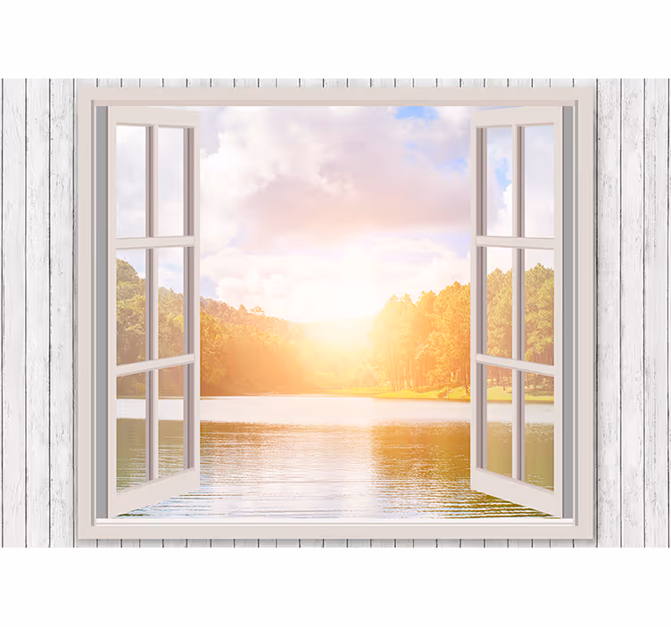 Wall mural nature sunrise over lake - TenStickers