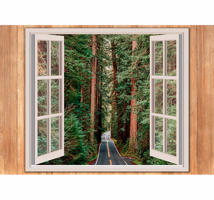Window route to big trees 3D Wall Mural - TenStickers