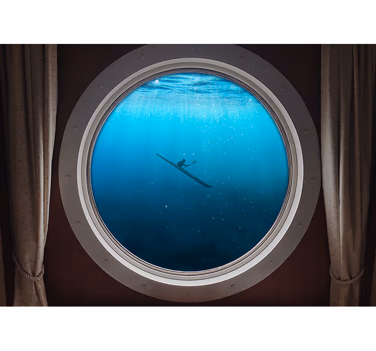 Window 3d underwater kayak 3D Wall Mural - TenStickers