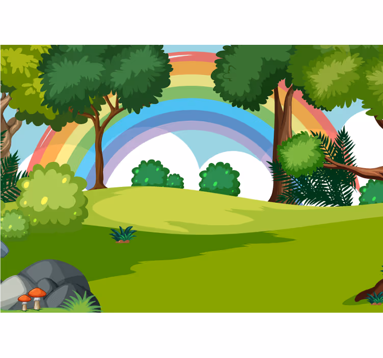 Rainbow and green forest Kids wall Murals - TenStickers