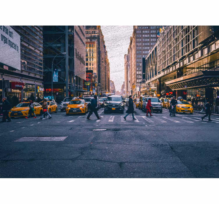 Wall mural new york busy new york street scene - TenStickers