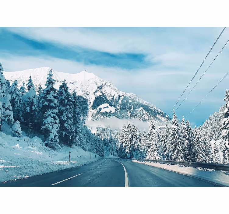Wall mural mountain snowy mountain path - TenStickers